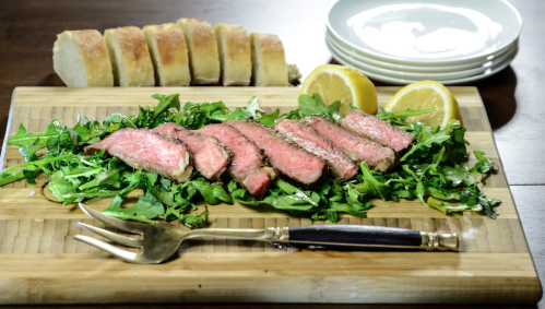 Arugula and Sirloin with a squeeze of lemon and olive oil